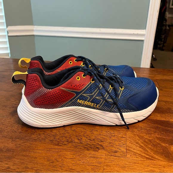 Merrell Men’s Moab flight red blue sneaker shoe size 8.5 - Picture 1 of 10